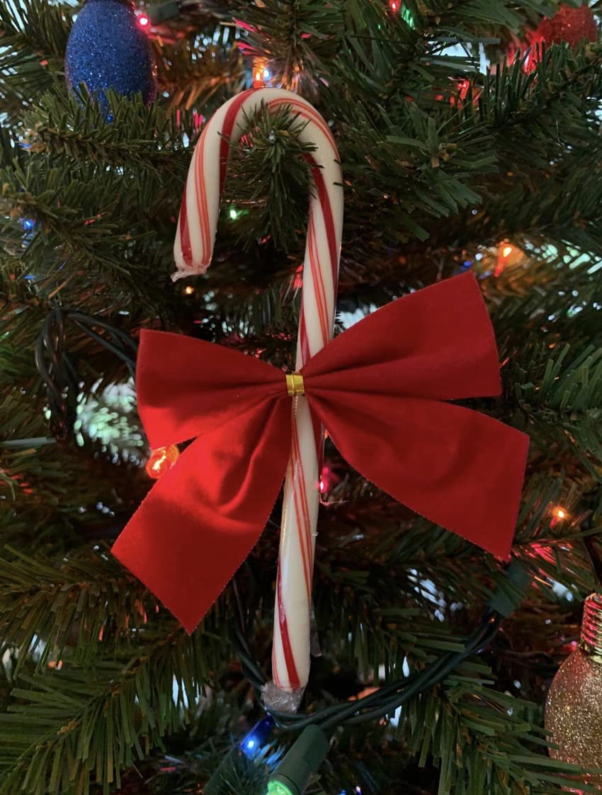 Rocky Mountain Goods Mini Red Christmas Bows (Pack of 36) - 3.5” x 3.5” - Small Bows for Christmas Tree - Red Velvet for Ornaments, Crafts, Candy Canes - Gold Wire Twist Tie for Easy Attachment