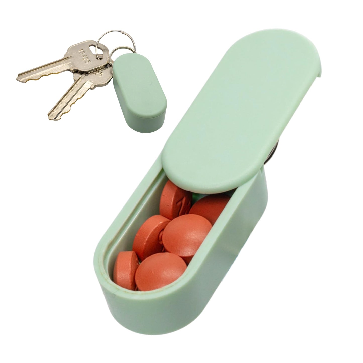 Pill Pod Pill Keychain & Keychain Pill Holder - Magnetic Pill Case for 3-5 Daily Tablets, Small Pill Box for Travel, Thin Pill Container for Purse or Pocket (Mint)