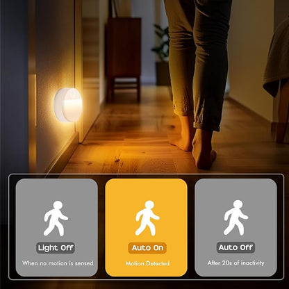 8 Pack Motion Sensor Stair Light for Indoor, Battery Operated Night Lights, Led Stick On Puck Lighting Closet Lamp, Motion Activated Lamps for Step, Cabinet, Hallway, Bathroom