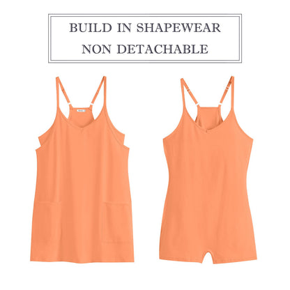 ANRABESS Women Athletic Dress Summer Tennis Workout Active Sports Mini Romper Dress Built in Shorts Travel Vacation Clothes Orange X-Large