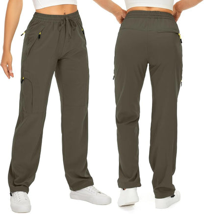 Women's Quick-Dry Hiking Pants - UPF 50 Lightweight Cargo Pants with Zipper Pockets | Ideal for Travel & Golf