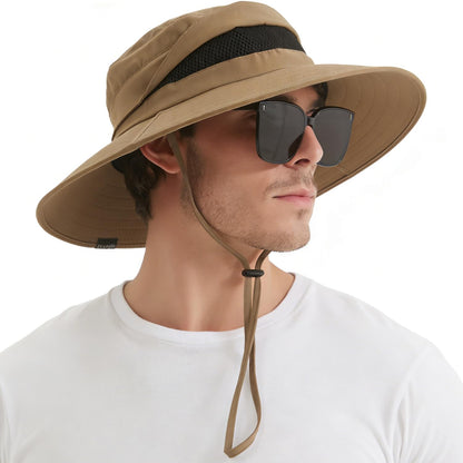 Men's UPF 50+ Waterproof Wide Brim Boonie Hat, Sun & Rain Protection Camel