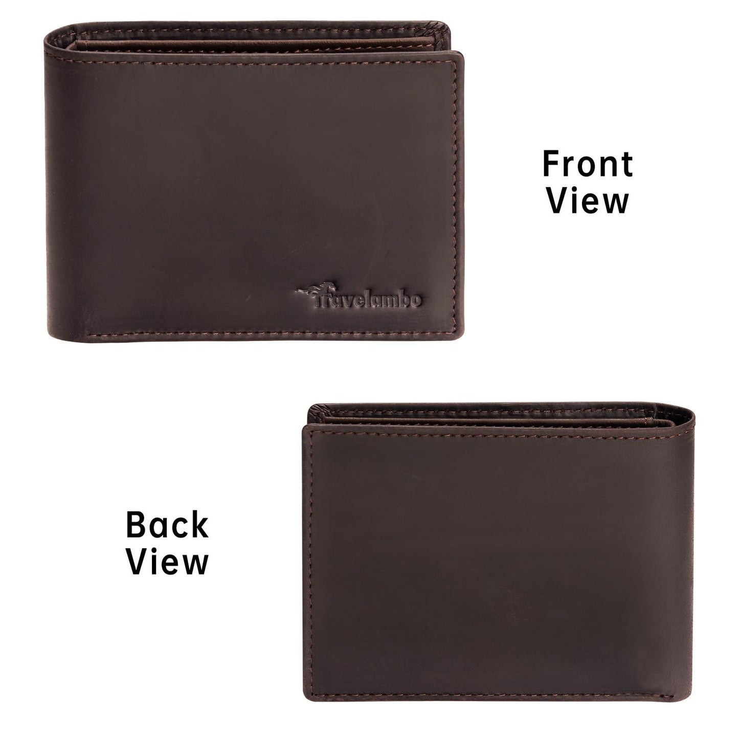 Travelambo Wallet for Men Real Leather Mens Bifold Wallet RFID Blocking - Thin & Stylish with ID Window in Gift Box (Crazy Horse, Brown)