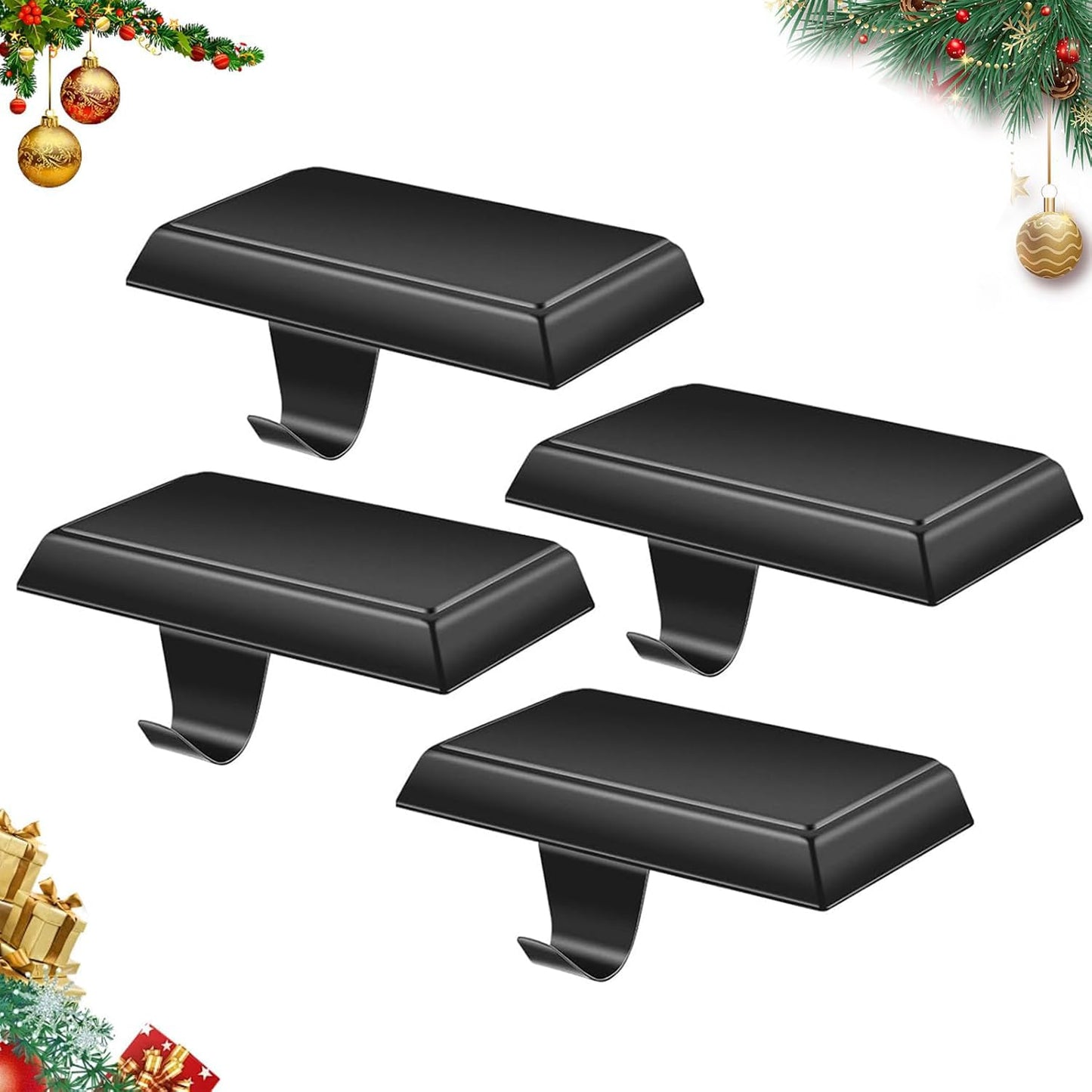 YUANQIAN Christmas Stocking Holders for Mantle Weighted Stocking Holder Fireplace Stocking Hangers for Xmas Holiday Party Decoration (4)