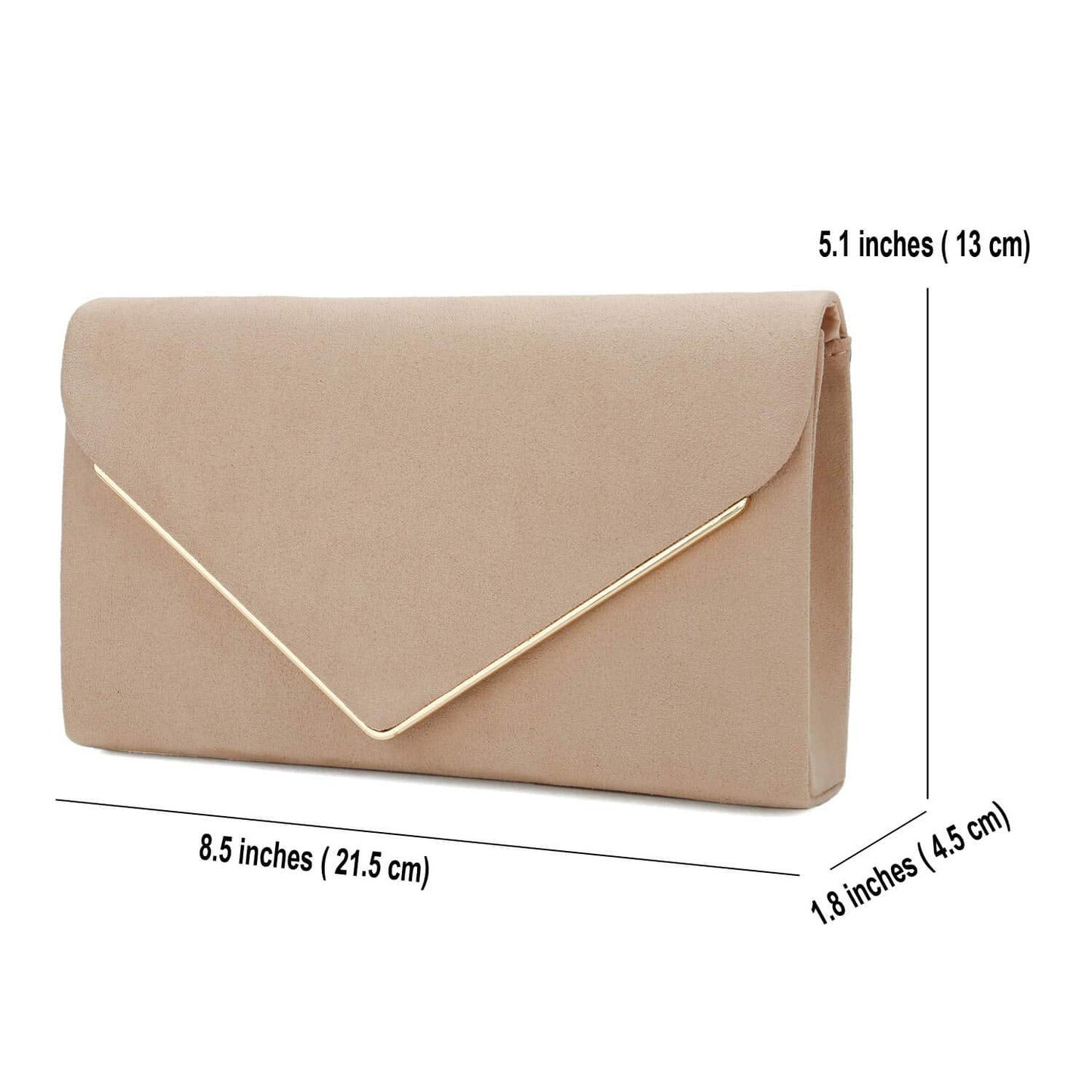 CHARMING TAILOR Faux Suede Clutch Bag Elegant Woman Evening Purse for Wedding/Prom/Black-tie Events (Nude)