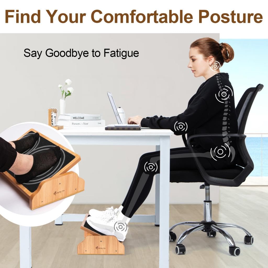 StrongTek Ergonomic Rocking Foot Rest for Under Desk, Adjustable Foot Stool with Non-Slip Surface, Three Positions for Comfort & Stability, Enhances Posture & Circulation, Ideal for Office & Home Use