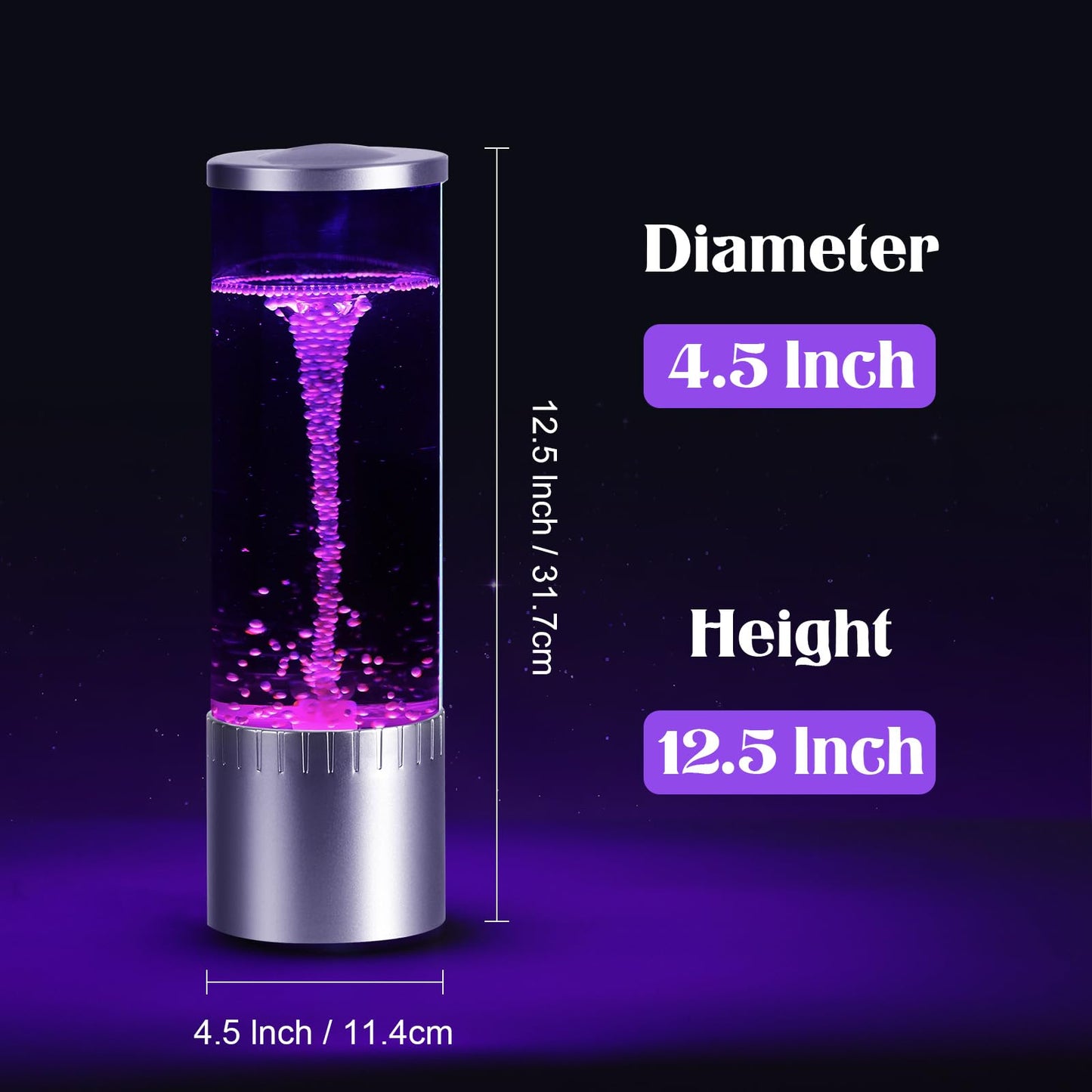 MOONSAY Tornado Lamp - Twister Hurricane Light - USB Powered Water Vortex Desk Lamp - Mood Light for ADHA & Autism Children Home Deco Chriestmas Gifts