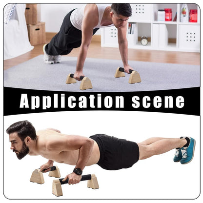 AHANDMAKER 2Pcs Wooden Parallettes Bars for Handstand Training 9.8x3.8x3.9 in Natural Bisque Calisthenics Equipment Push Up Bars Dip Stands for Home Gym Strength Training Men Fitness Essentials