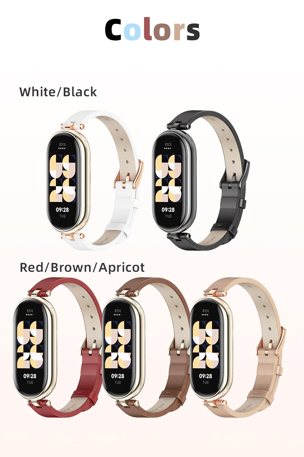 MIJOBS Strap for Xiaomi Mi Band 10/9/8 Genuine Leather Replacement Straps for Mi Fit Band 9 Breathable SmartWatch Straps Wristband Bracelet