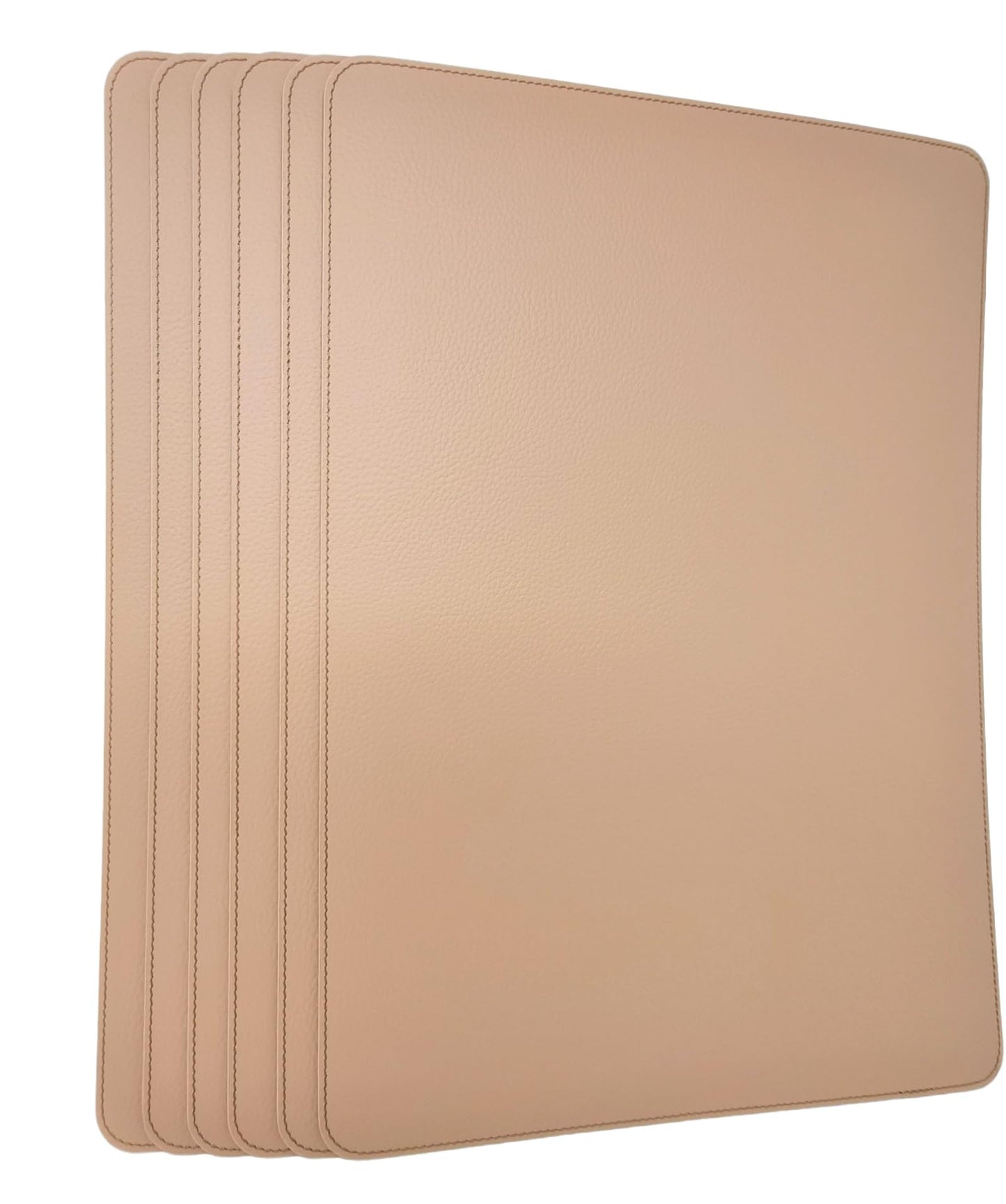 Nikalaz Set of 6 Placemats Made of Recycled Leather (18"x13", Light Camel)
