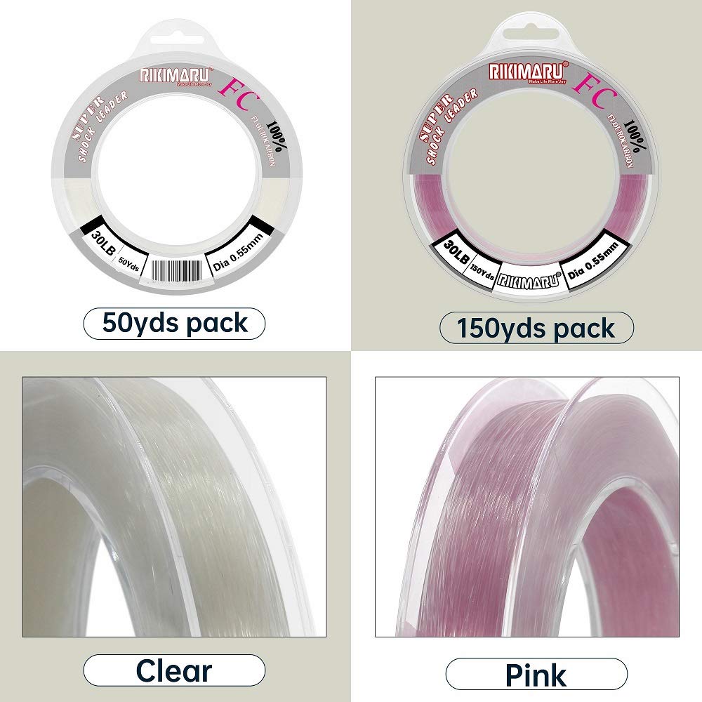 RIKIMARU FC 100% Fluorocarbon (Clear, 50Yards-30LB)