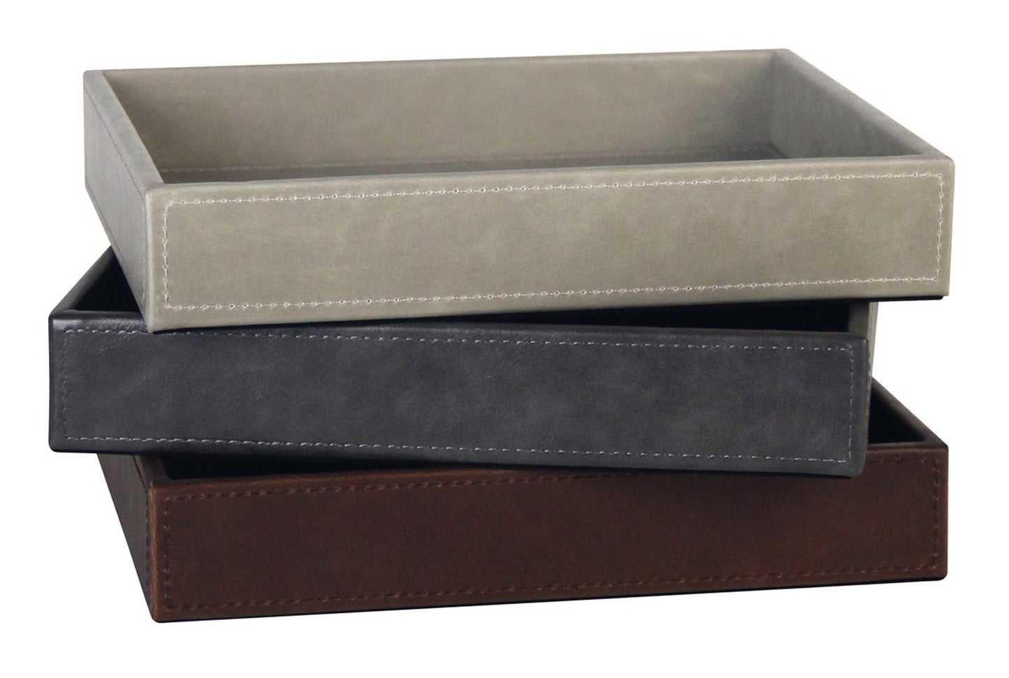 Vixdonos Leather Valet Tray Rectangular Catchall Tray Counter Organizer for Key,Jewelry,Perfume,Glasses and Watches(Brown)