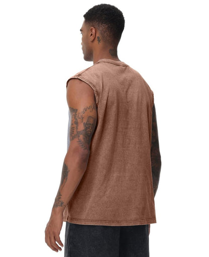 SnowElve 4 Park Mens Workout Tank Tops Sleeveless Tee Shirts Men Muscle Shirt Gym Acid Wash T Shirts Running Beach Loose Fit Tee(AGBUCFBK,M)