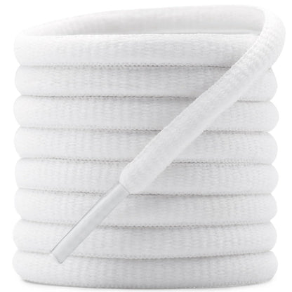 DELELE 2Pair Oval Shoes laces 42 Colors Half Round 1/4" Athletic ShoeLaces for Sport/Running Shoes Shoe Strings White -45 inch