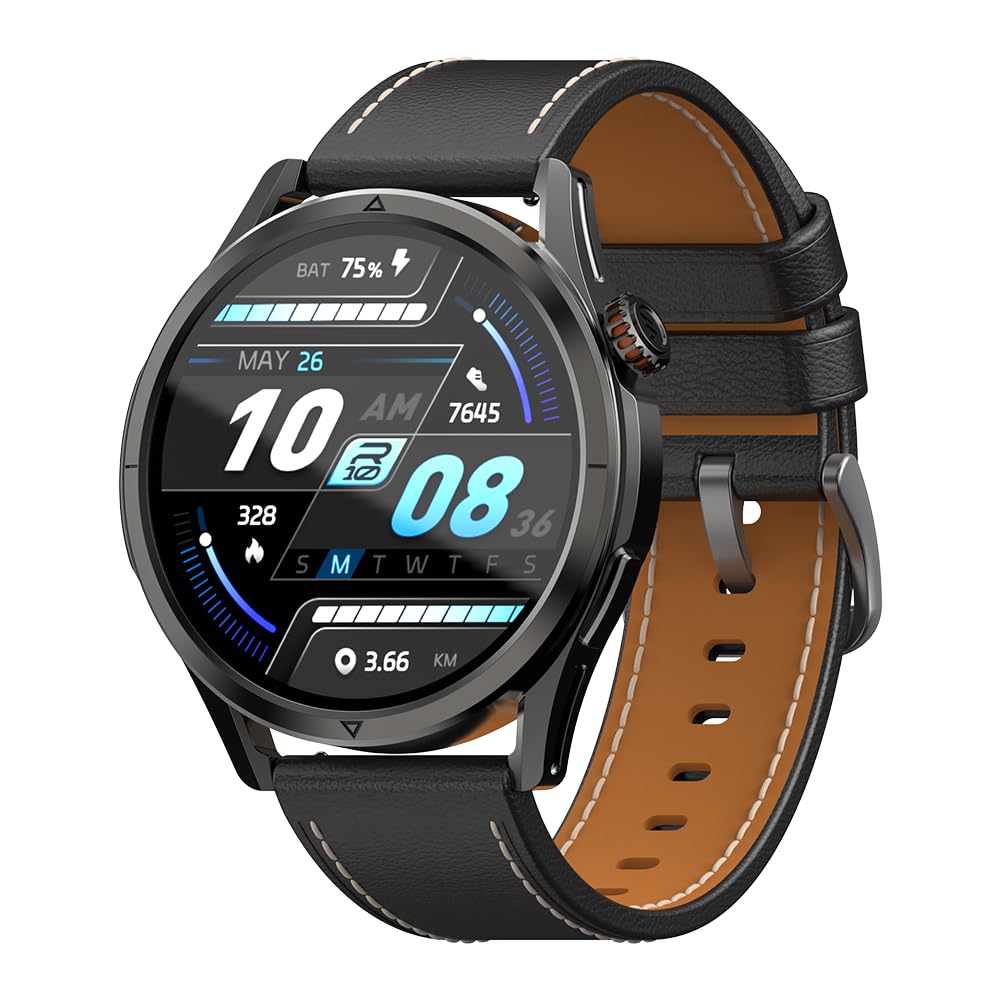 KOSPET 22mm Leather Strap for Magic P10 R10 Smart Watch, Black