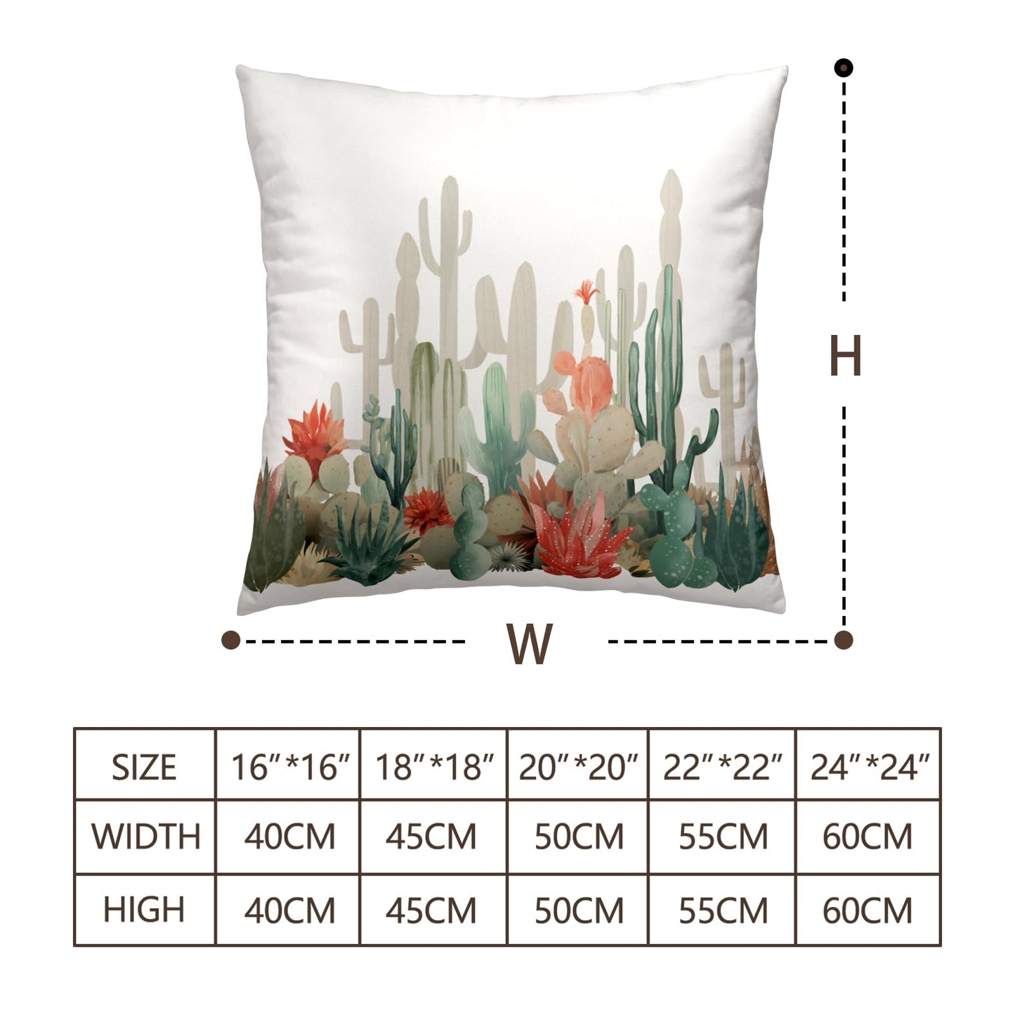 Wnoesat Cactus 16x16 Pillow Covers Set of 2 Tropical Plants Desert Green Succulent Cactus Red Flowers Pillow Case Farmhouse Spring Summer Outdoor Pillowcase for Bed Couch Sofa Living Room Decor