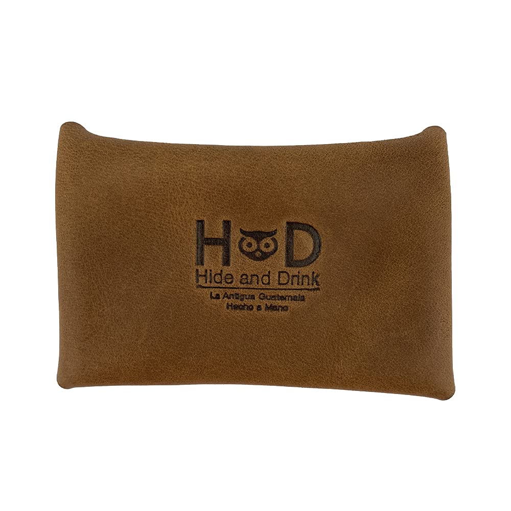 Hide & Drink, Rustic Leather Envelope Shaped Coin Case, Secret Bag Miniature World, Handmade Includes 101 Year Warranty (Single Malt Mahogany)