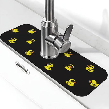 Duck Ducky Sunglasses Yellow Kitchen Sink Splash Guard Faucet Mat Super