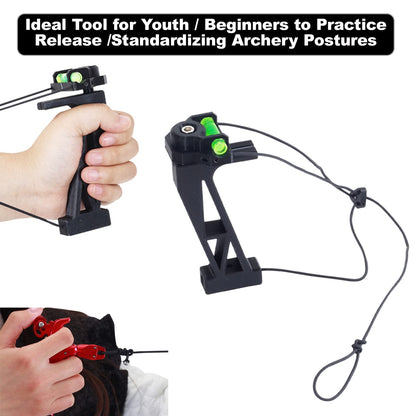SOPOGER Compound Bow Release Trainer - Archery Bow Release Training Aids Practice Archery Posture and Release for Youth Adult Beginner (Black)