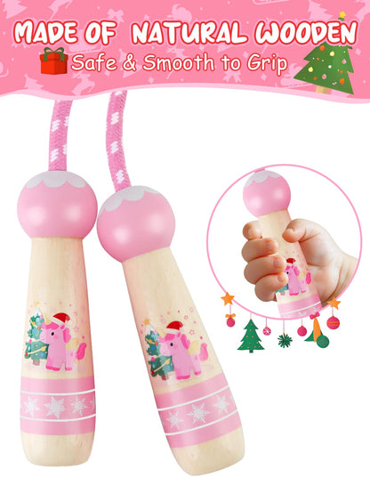 Jump Rope for Kids, Lorvain Adjustable Skipping Rope, Kids Jump Ropes with Wooden Handle for Girls Boys, Weighted Jumping Ropes for Fitness Workout Exercise Outdoor Fun Activity