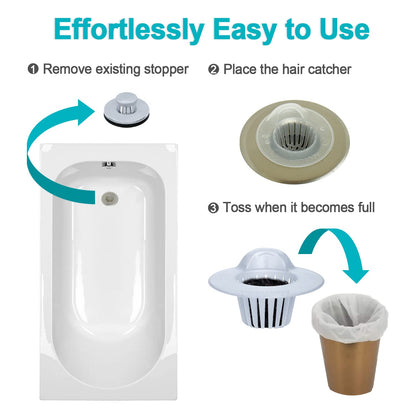 Aire Allure, 25 Pack, Hair Catcher for Bathroom Sink or Bathtub, White, Large