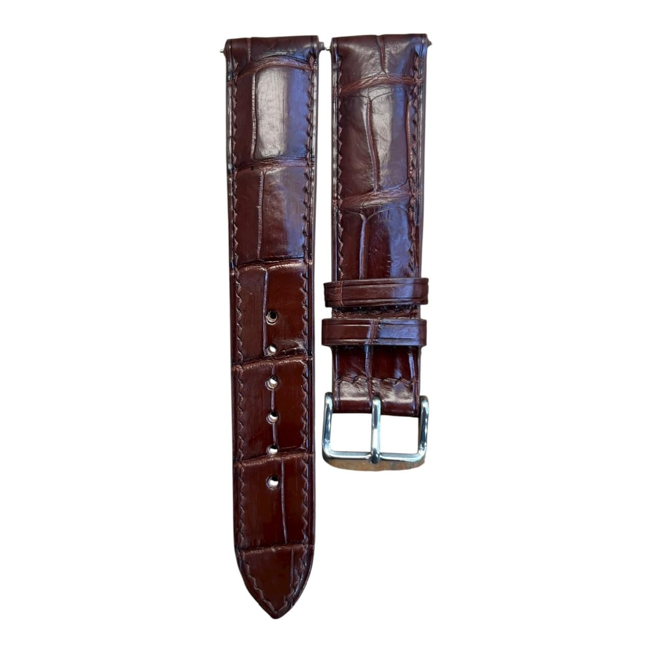 Quick Release Genuine Alligator Leather Watch Strap Band, Real Crocodile Skin Watch Band Business Casual Universal Genuine Leather Watch Strap Replacement Band Strap Men Women (Brown Alligator Belly Leather, 20mm/18mm)