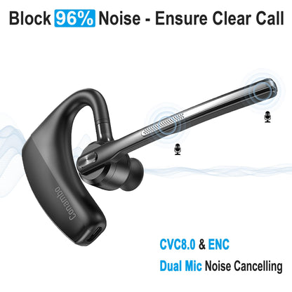 Conambo 2025 Upgraded K18 Bluetooth Headset V5.1 Wireless Headset with Dual Mic Noise Canceling& Mute, 16Hrs Talk time Single Ear Bluetooth Earpiece for iPhone Android Cell Phone Trucker Office Work