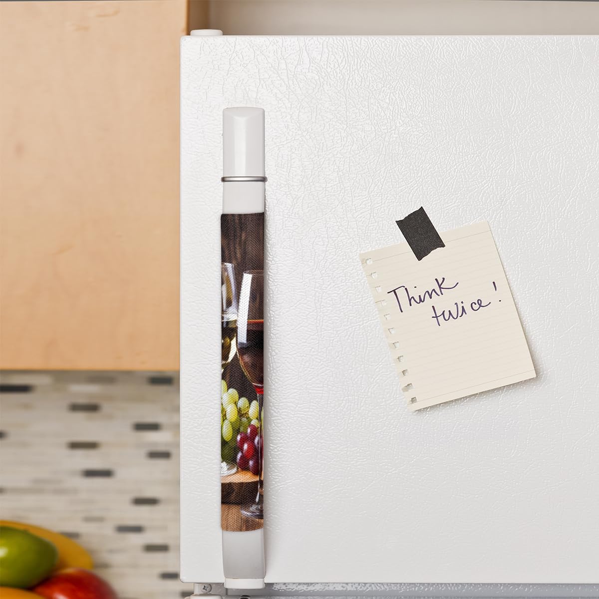 DXTKWL Red Wine Glass Grapes Refrigerator Door Handle Covers Set of 2 Kitchen Appliance Handle Covers Protector for Fridge Microwave Stove Oven Dishwasher