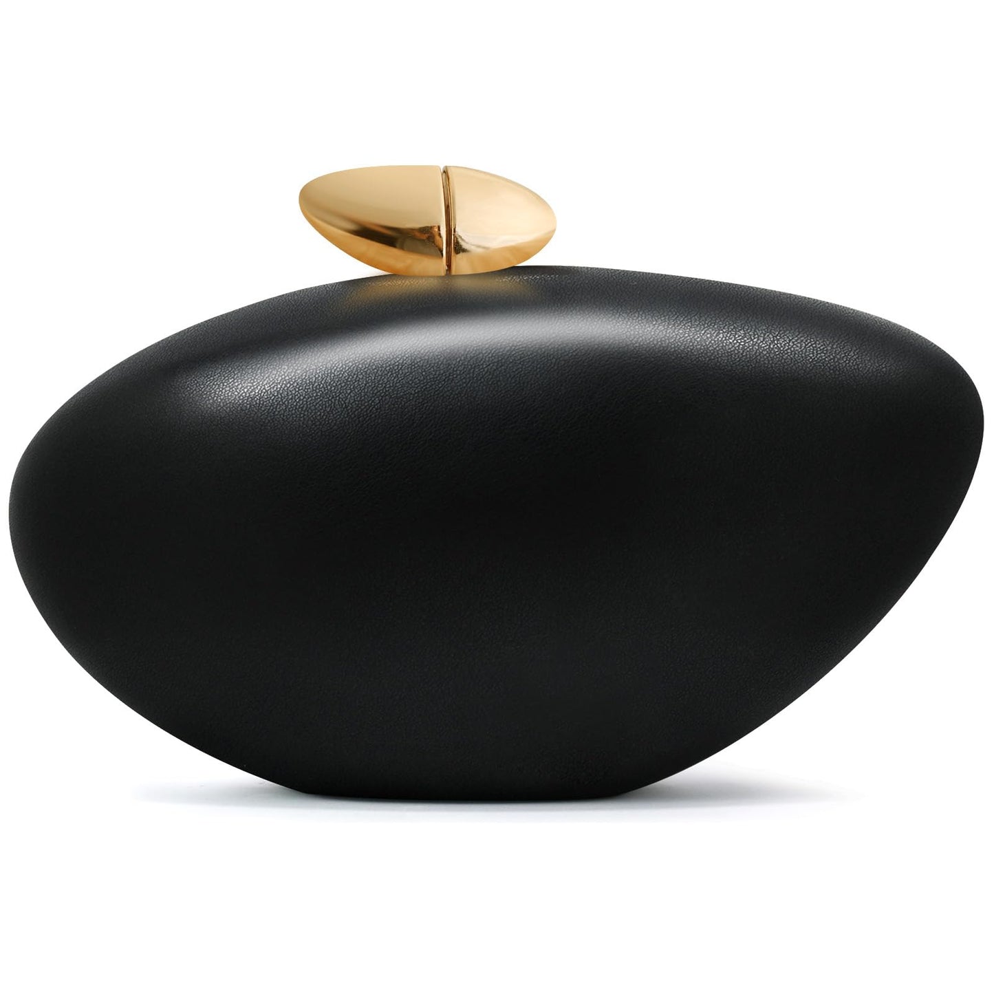 NEWROGENG Shell Clutch Purse for Women, Leather Evening Bag with Magnetic Closure, Elegant Wedding Party Clutch Handbags, Leather Black