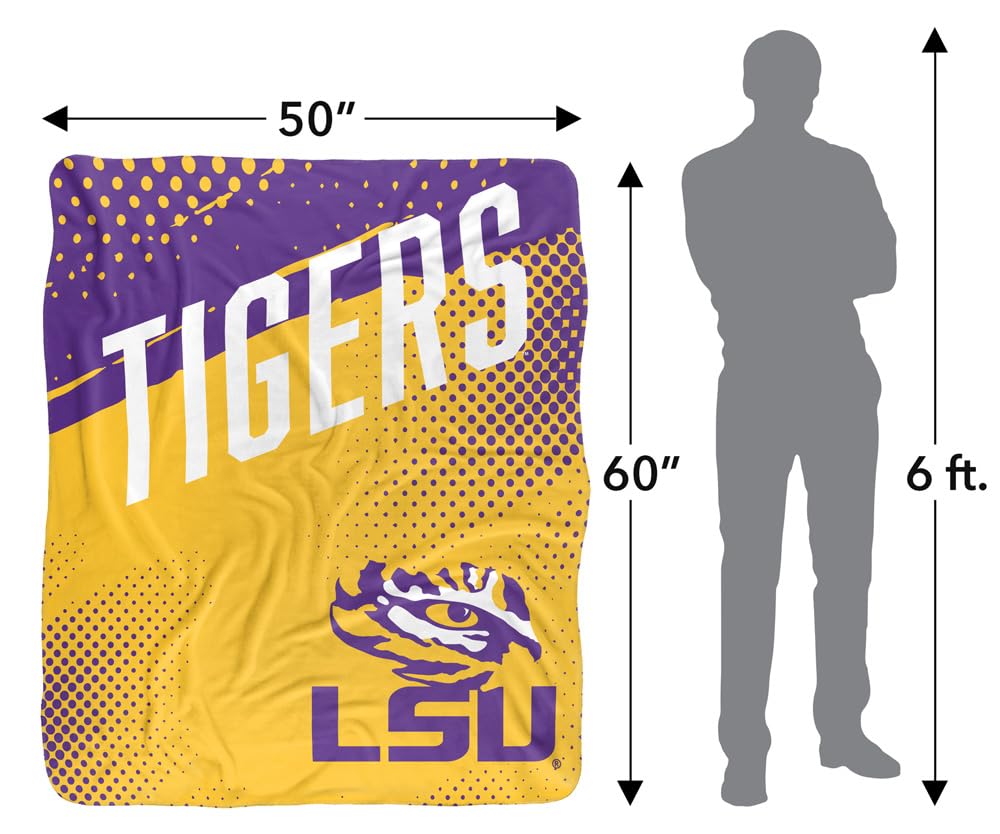 LOGOVISION Louisiana State University Fan Zone Silky Touch Sherpa Back Super Soft Throw Blanket 50"x60"