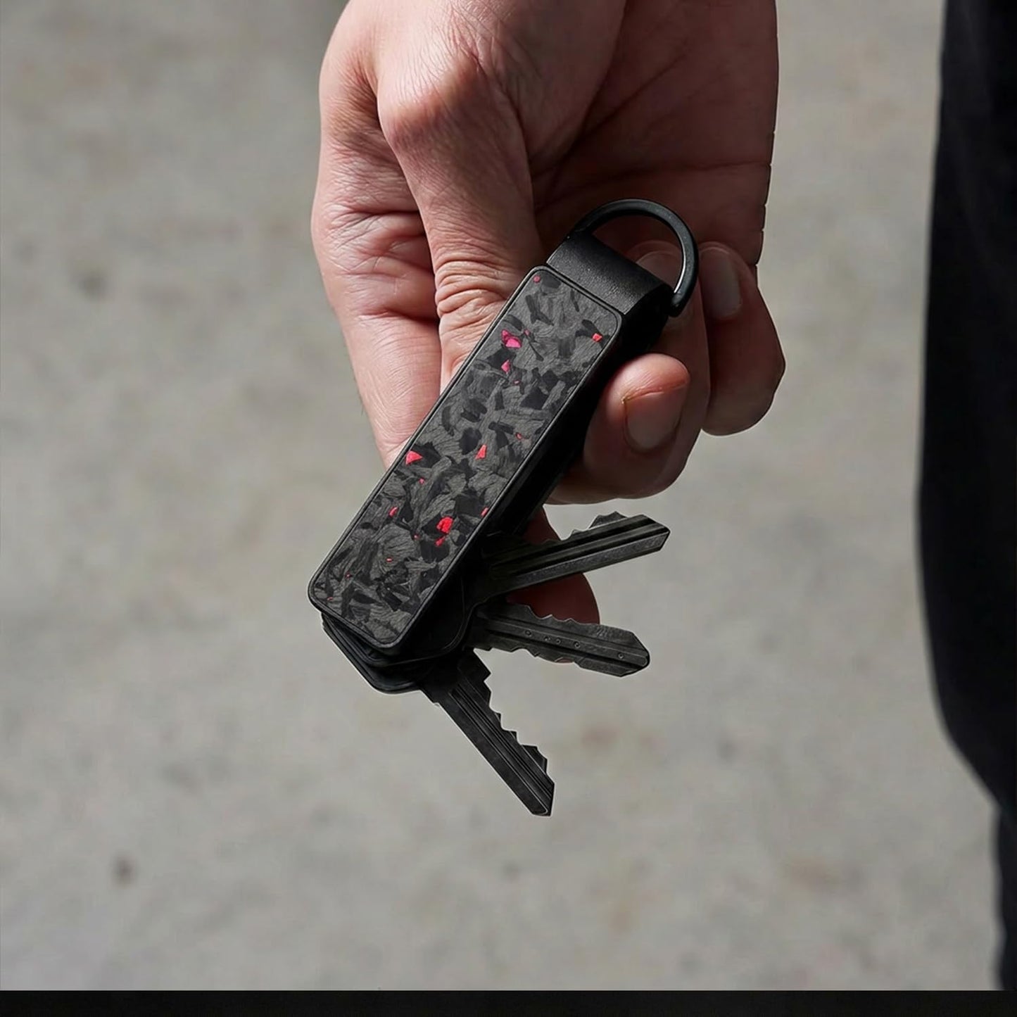 CAXGEK Metallic Key Organizer - Aluminum Forge Carbon Fiber Key Organizer holder, Minimalist Innovative Keychain.