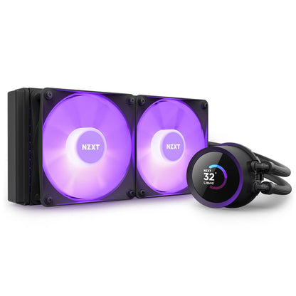 NZXT Kraken 240 RGB - 240mm AIO CPU Liquid Cooler - Customizable 1.54" Square LCD Display for Images, Performance Metrics - High-Performance Pump - 2 x F120 RGB Core Fans - Black