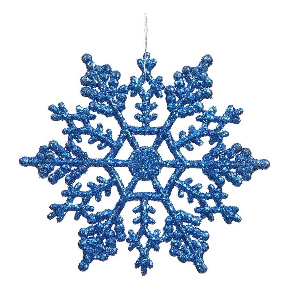 Vickerman Plastic Glitter Snowflake, 4-Inch, Blue, 24 Per Box