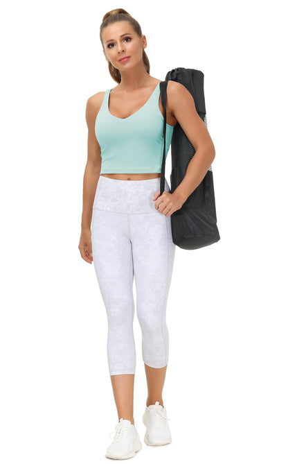 Women’s Longline Sports Bra Wirefree Padded Medium Support Yoga Bras Gym Running Workout Tank Tops (Light Blue, Large)