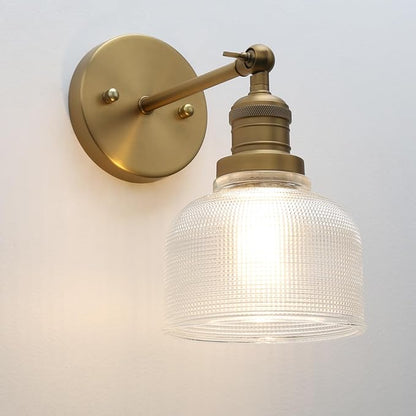 Pathson Vintage Wall Sconce Lamp with Clear Glass, Adjustable Hardwired Wall Vanity Light for Bathroom Living Room Farmhouse Bedside Lighting