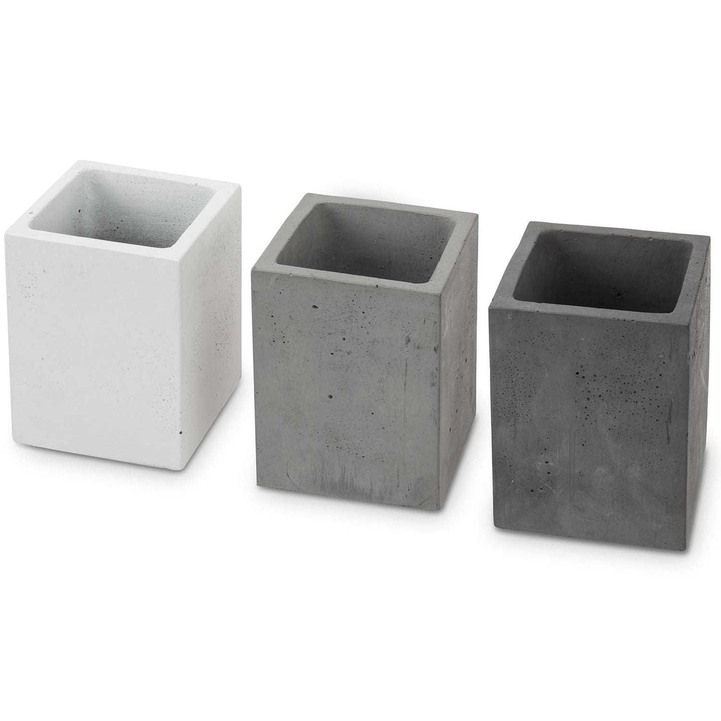 MyGift Pen Holder Pencil Holder For Desk,Pen Cup Holder For Desk,Concrete Desktop Pencil Cup,Modern Gray-Tone,Set of 3
