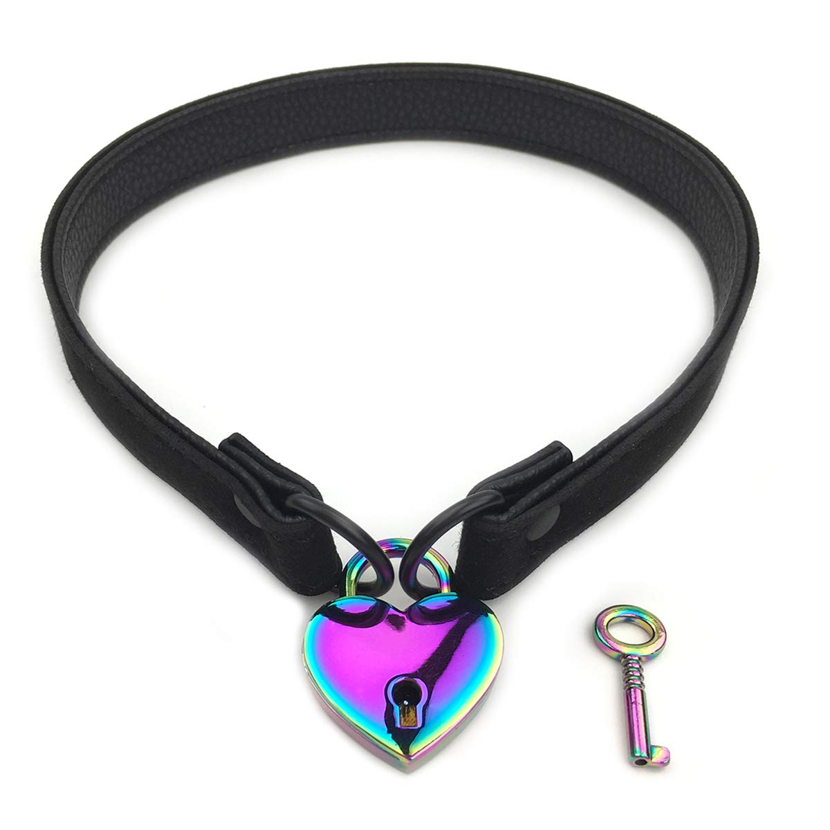 Succuba Padlock Choker Collar Necklace Lolita Collar Cat Kitty Velvet Necklace with Lock and Key For Women and Men (C, 18)