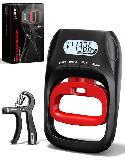 Grip Strength Tester Trainer - Electronic Hand Dynamometer of 400lbs/180kg & Grip strengthener with Adjustable Resistance for Sport