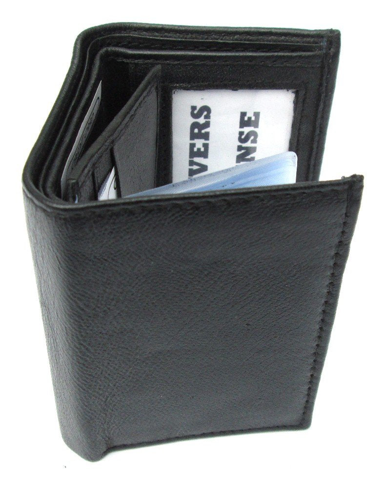Dangerous Threads Mens Black Leather Wallet Lamb Classic Trifold 731