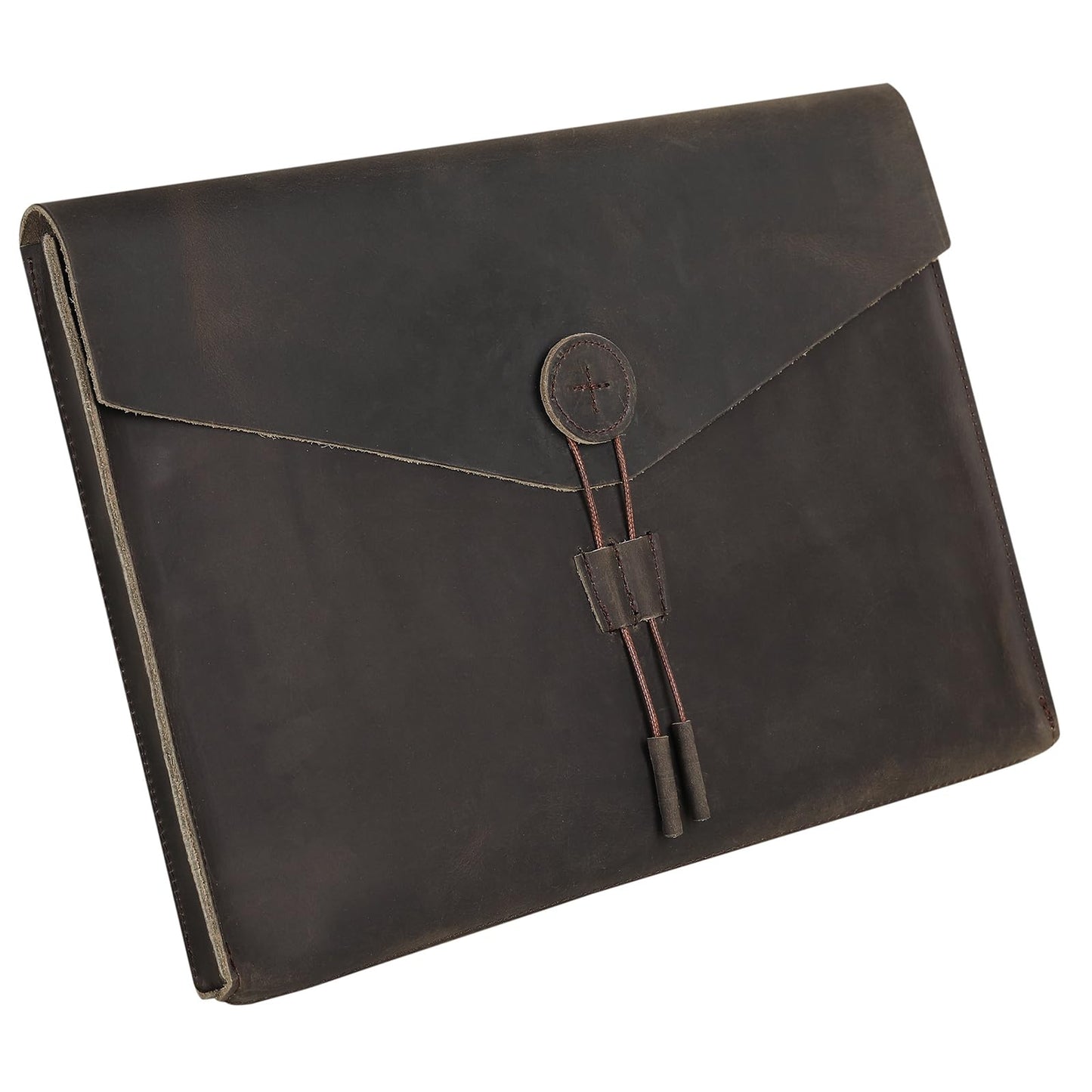 GZRHKJ Genuine Leather Envelope Document Holder， Leather File Folder Organizer，Envelope Document Holder for Men&Women, Personalized Folio Laptop Sleeve Case for 15" Laptops, Tablets