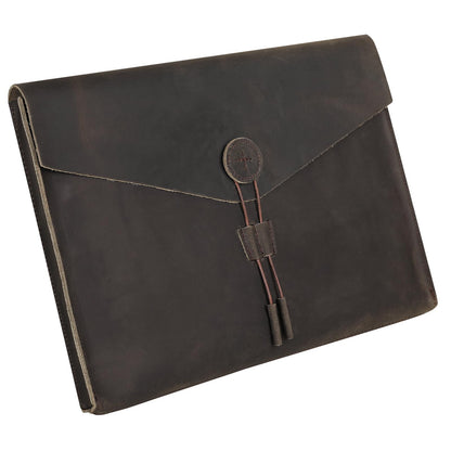 GZRHKJ Genuine Leather Envelope Document Holder， Leather File Folder Organizer，Envelope Document Holder for Men&Women, Personalized Folio Laptop Sleeve Case for 15" Laptops, Tablets