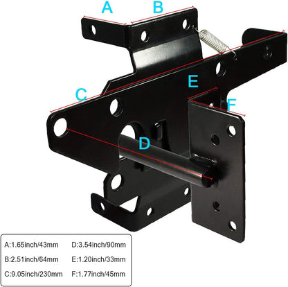 Self-Locking Gate Latch Heavy Duty Post Mount Automatic Gravity Lever Wood/PVC Fence Gate Lock with Fasteners Hardware,for Secure Pool |Yard | Gadren, Steel,Black