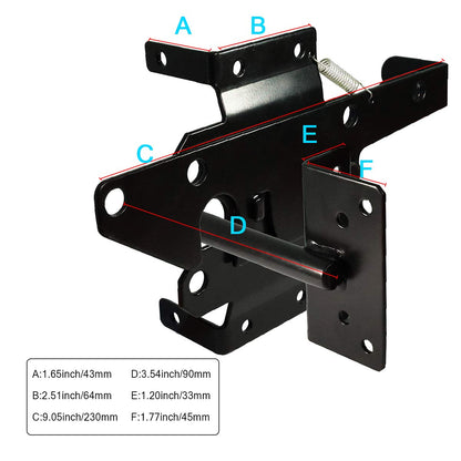 Self-Locking Gate Latch Heavy Duty Post Mount Automatic Gravity Lever Wood/PVC Fence Gate Lock with Fasteners Hardware,for Secure Pool |Yard | Gadren, Steel,Black