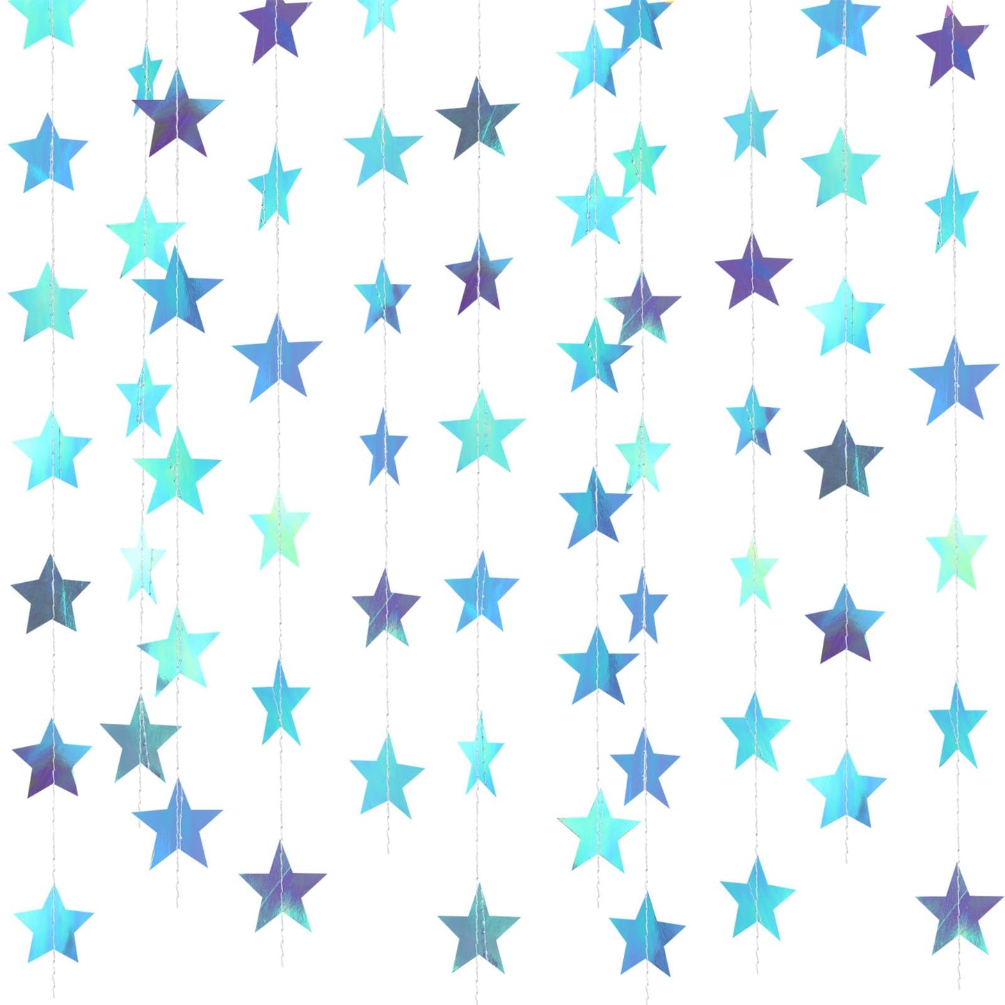 Patelai Glitter Star Garland Banner 2026 Graduation Decor 130 Feet Star Hanging Banner Twinkle Backdrop for Party Birthday Classroom Wedding Supplies(Iridescent Blue)