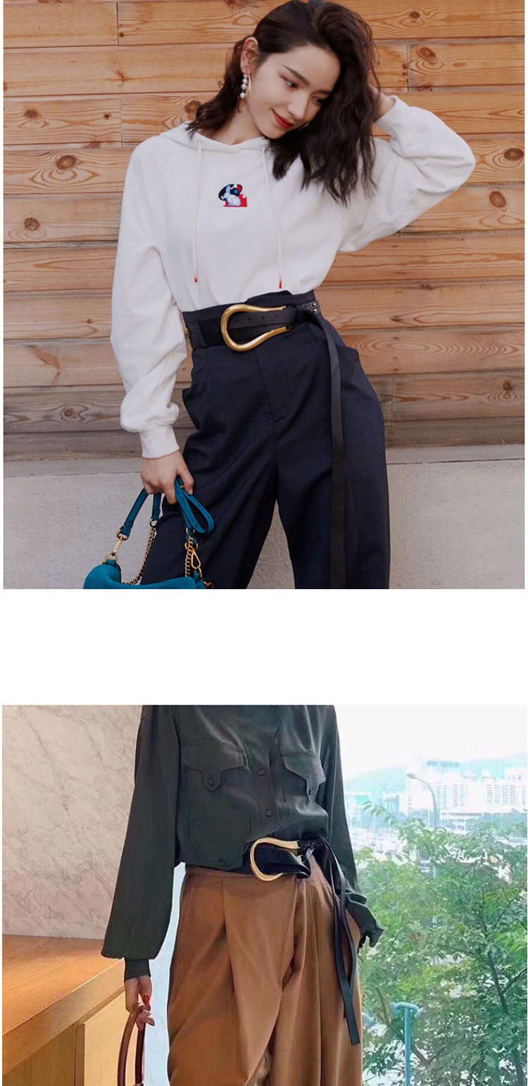 JRMLPL Women Gold Buckle Skinny Corset Belt Double Strap PU Leather Waist Belt, 01 Black