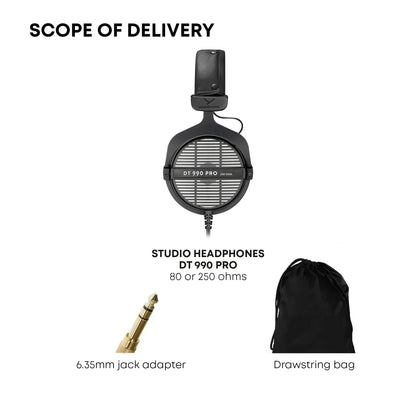 beyerdynamic DT 990 Pro 250 ohm Over-Ear Studio Headphones for Mixing, Mastering, and Editing