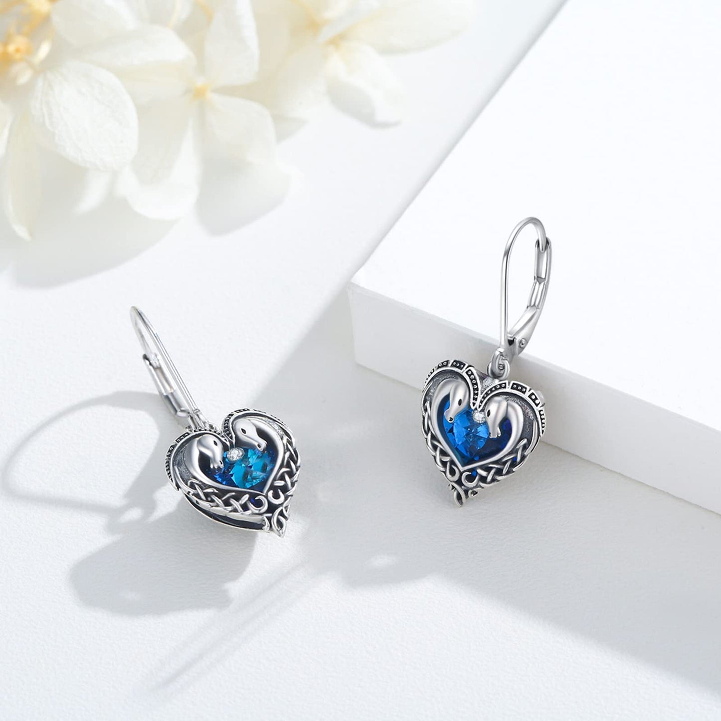 Horse Earrings for Women 925 Sterling Silver Celtic Horse Dangle Earrings with Crystals Animal Jewelry Gifts for Women