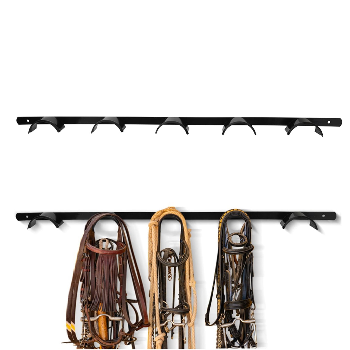 HDYEGY 2Pcs Wall Mounted 5 Spot Bridle Rack - Rounded Tack Rack for Hanging Horse Bridles, Halters, Reins