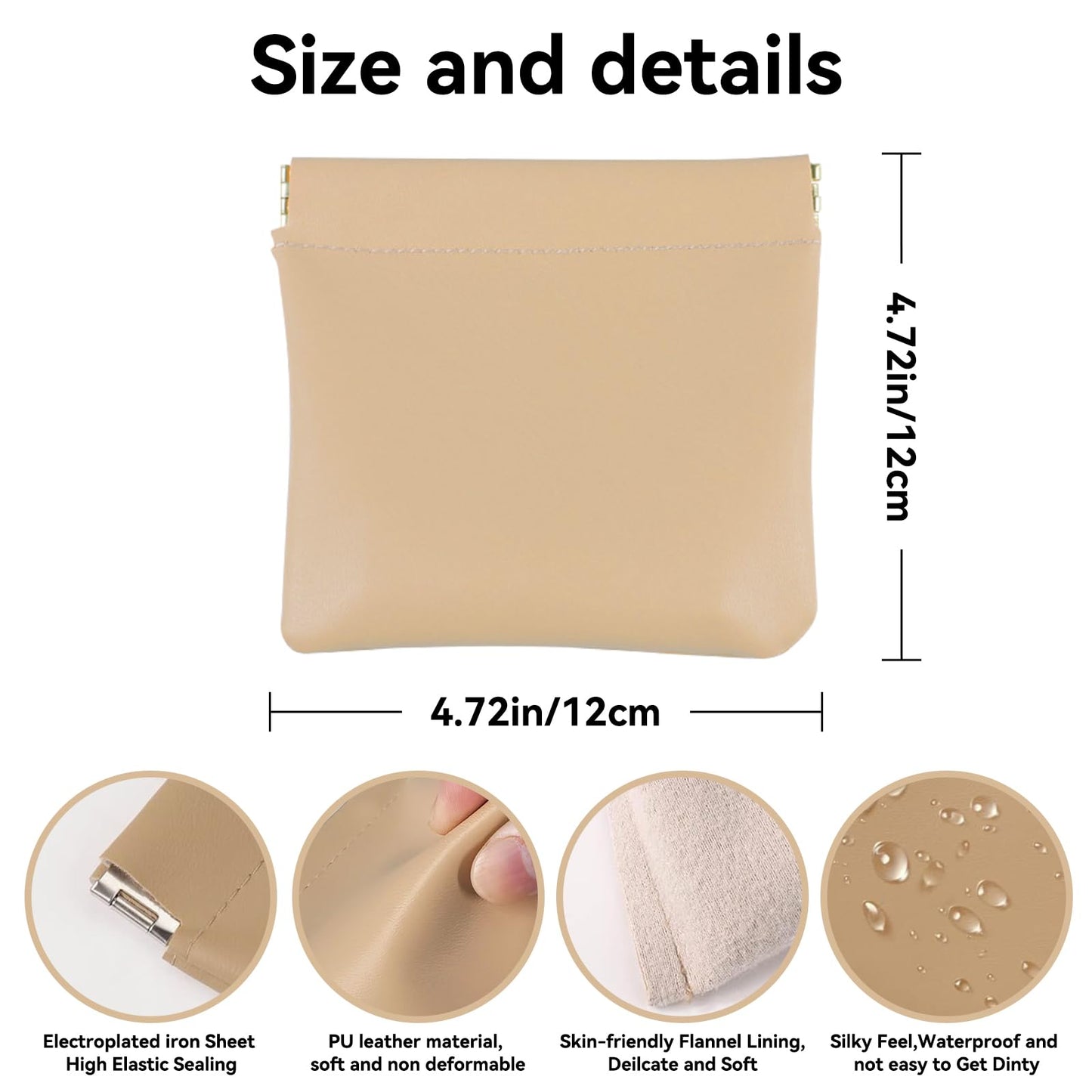 AUCCNT 4 PCS Small Makeup Bag for Purse, Mini Portable Cosmetic Pouch for Women, Coin Purse Lipstick Cosmetic Accessories Organizer, Travel Storage Pouch, Black, Pink, Light green, Apricot