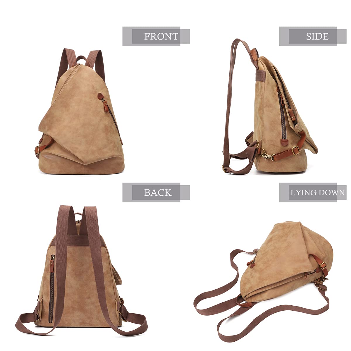 KL928 PU Leather Vintage Backpack – Large Casual Daypack Outdoor Travel Rucksack Hiking Backpacks for Men Women